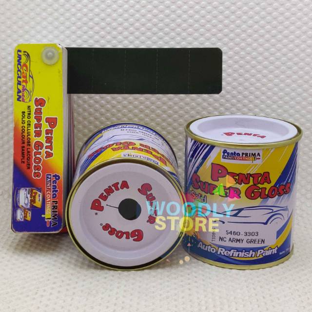 PENTA SUPER GLOSS ARMY GREEN HIJAU ARMY SOLID CAT BODY CAT DUCO 200ml