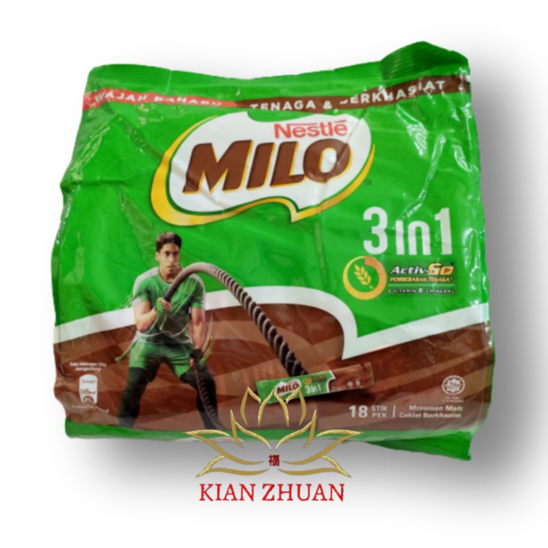 Milo 3in1 Activ Go Malaysia 18Stik | Nestle Milo 3 in1 18s| Nutritious Chocolate Malt Drink