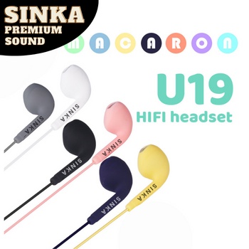 HEADSET SINKA MACARON HF - U19 PREMIUM SOUND HANDSFREE EARPHONE MEGA BASS