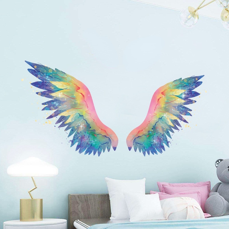 [ 3D  Colorful Angel Wings Wall Stickers Decoration for  Home Living Room Bedroom ]