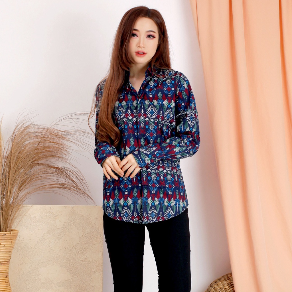 Pretty Batik NILA Kemeja Wanita Lengan Panjang Katun Stretch-2