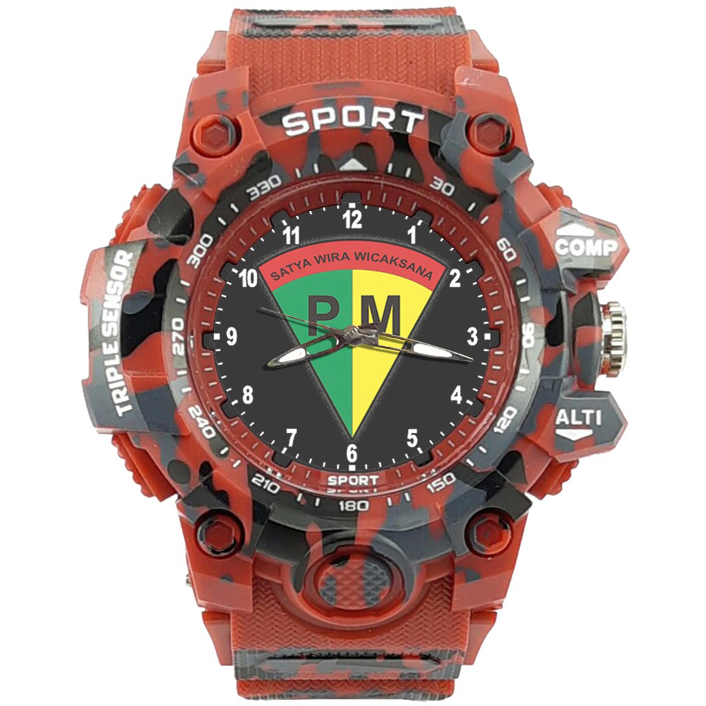 {Istimewa} Jam Tangan PM - POLISI MILITER 4 Merah Army Water Resistant