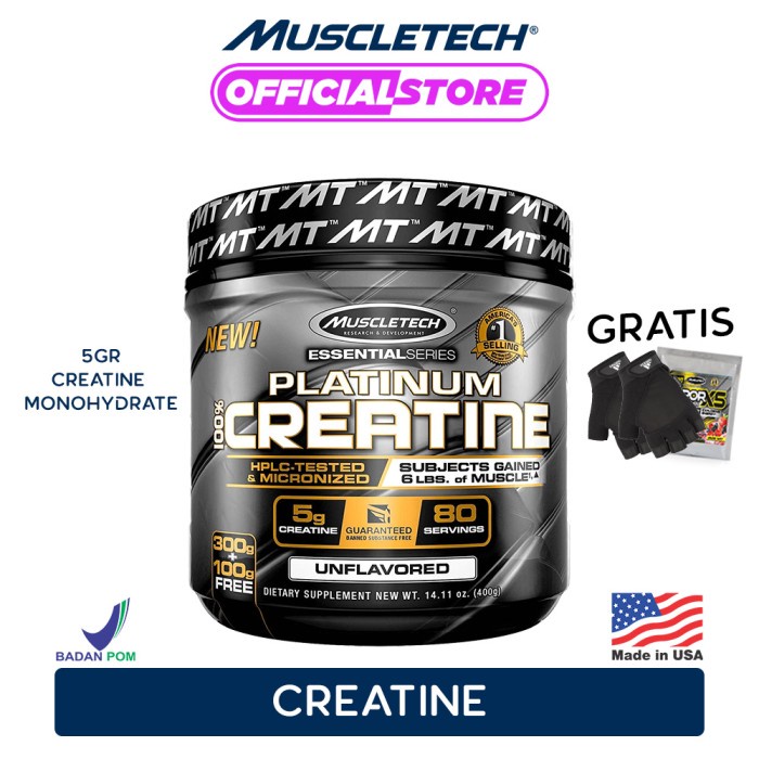 Jual MUSCLETECH PLATINUM 100% CREATINE 400GR Suplemen Protein Isolate ...