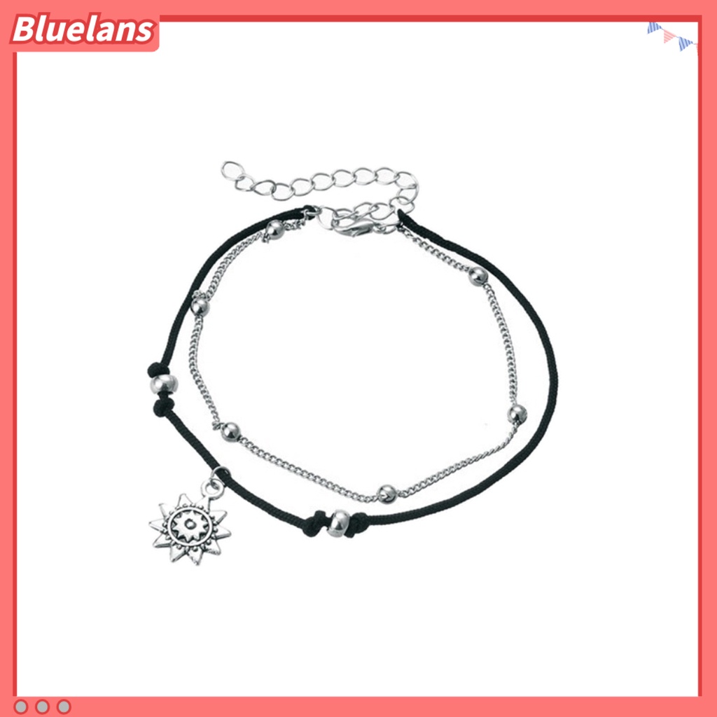 Bluelans Chain Anklet Sun Shape Convenient to Store Silver Color Women Foot Anklet Jewelrys