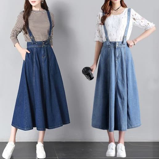 Rok wanita kpop terbaru cantik bahan adem cewek kekinian modis korea fashion motif panjang skirt dew