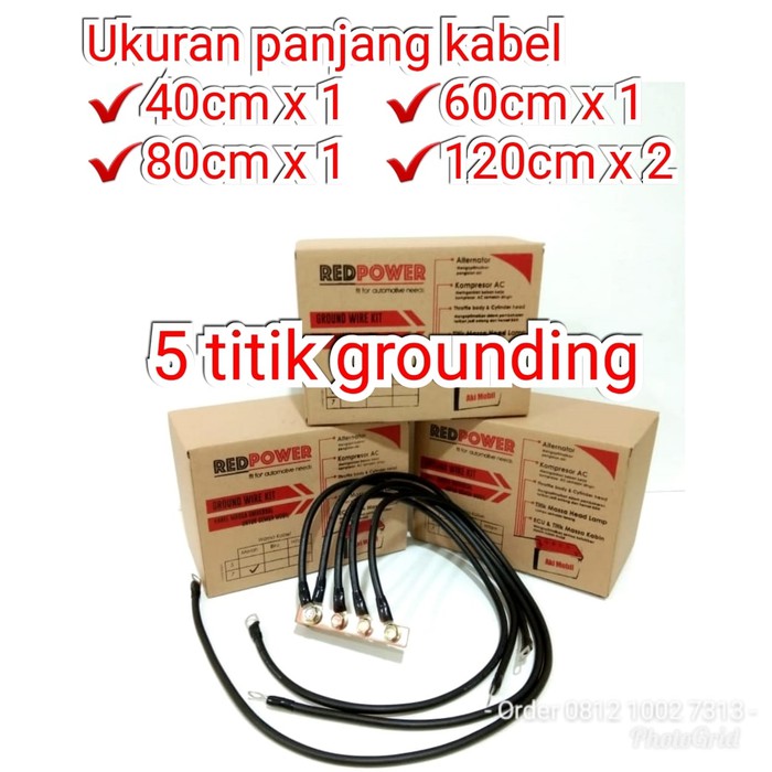 Kabel Grounding RedPower HITAM Ground 5 titik Premium High Quality