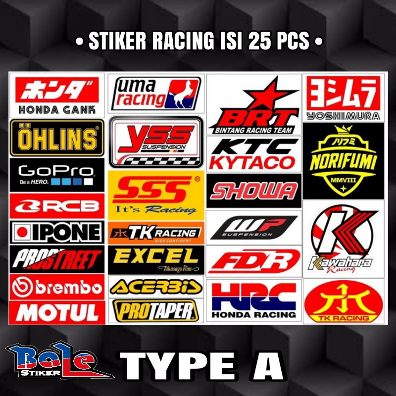 STIKER PACK RACING ISI 25 / 8 PCS sticker motor balap
