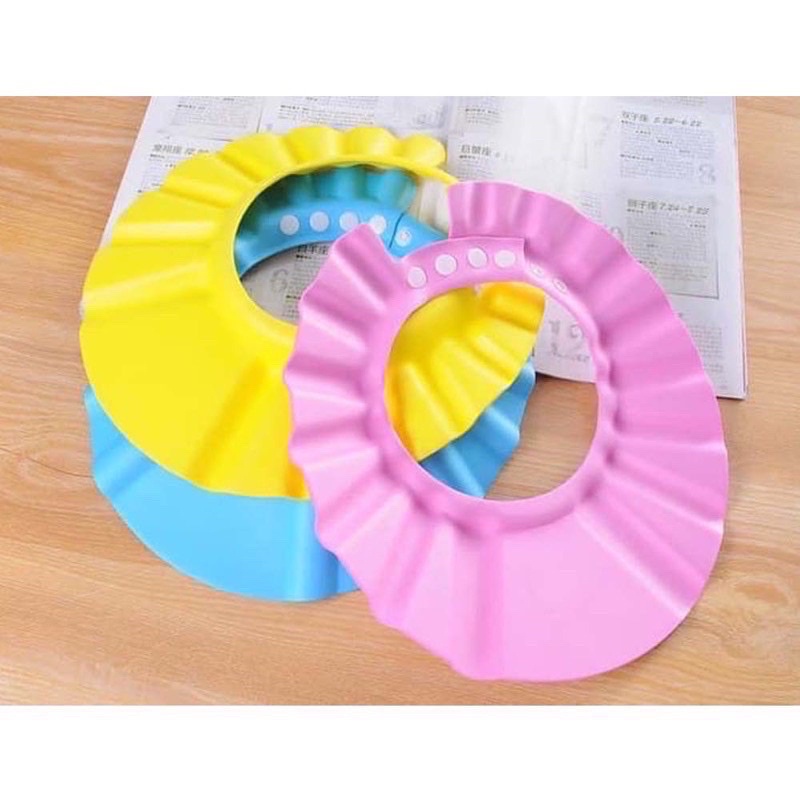 Topi Keramas Anak Bayi + Kancing Penutup Telinga Anti Air Spons Lembut