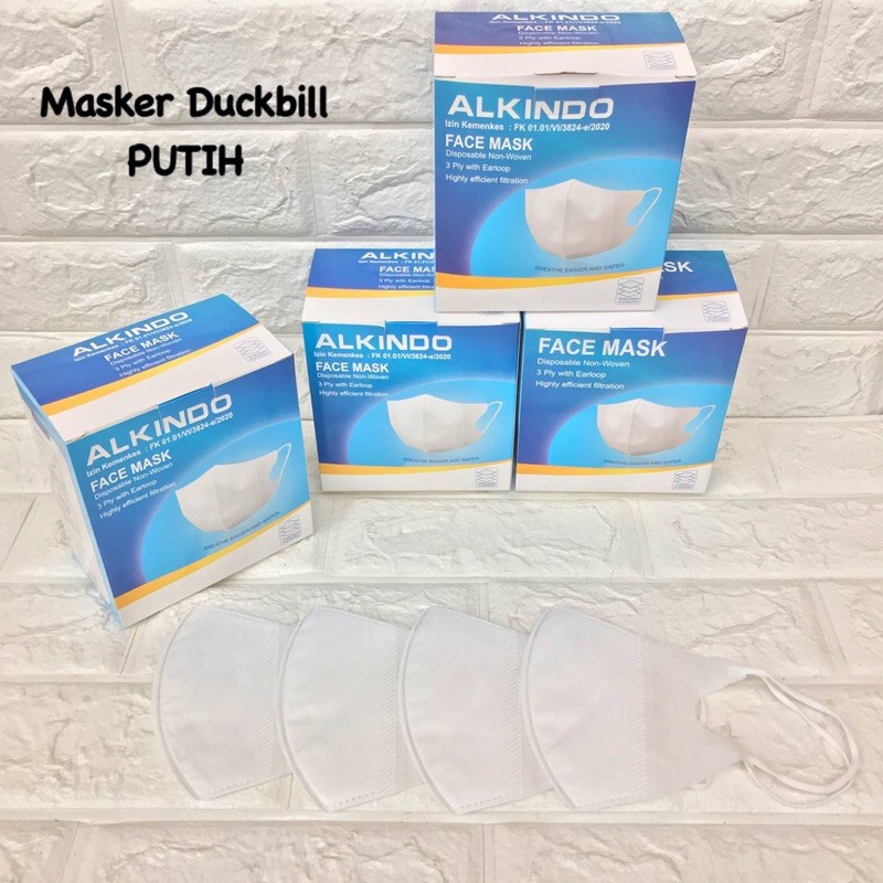 MASKER DUCKBILL UTAMA EMBOS ALKINDO PUTIH / MASKER TERMURAH