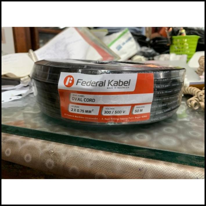 Kabel Listrik Nyyhy/ Serabut Hitam Oval 2X0.75 2X0,75 Federal Sni