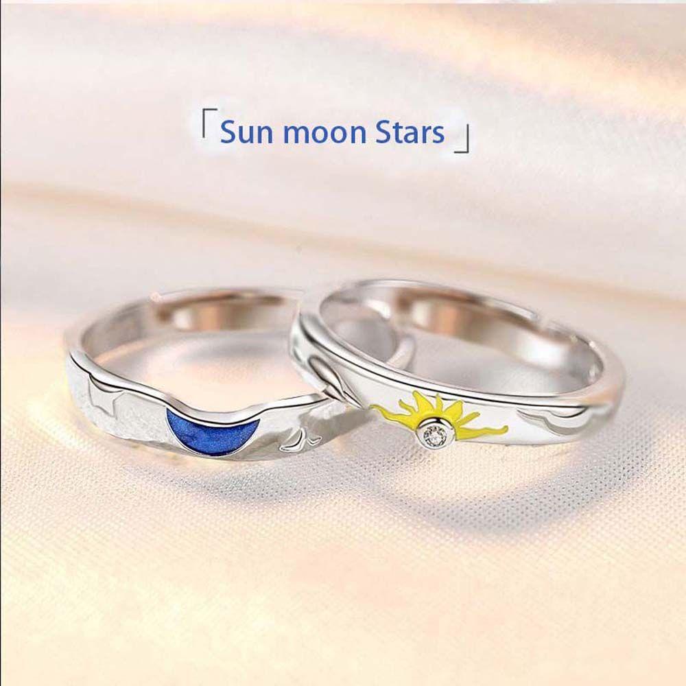 Mxbeauty Cincin Pasangan Romantis Sederhana Wanita Cincin Berlian Tembaga Matahari Gaya Korea Ring