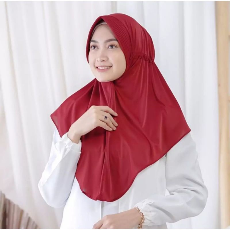 Kerudung Serut Jersey Polos / jilbab serut praktis