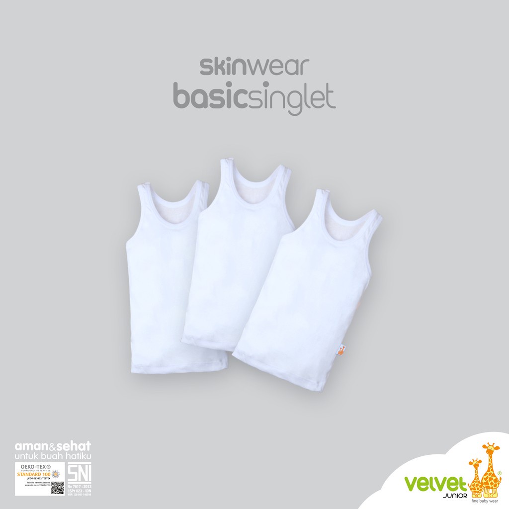 VELVET JUNIOR - LIBBY - BASIC SINGLET DIJUAL PER 1 BAJU - SINGLET ANAK - SINGLET POLOS - KUTUNGAN BAYI