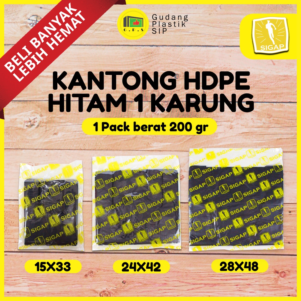 Kantong Plastik SIGAP HD Tebal Hitam 200 gr UK 15/24/28 (1 KARUNG)