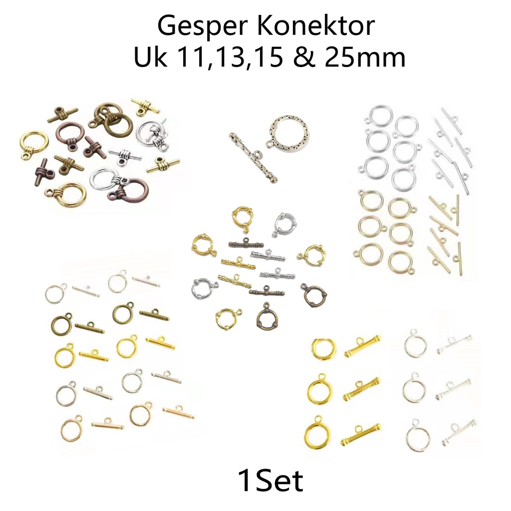 Gesper Konektor Gelang/Kalung Uk 11mm, 13mm ,15mm , 25mm  &amp; 26mm Harga/1set