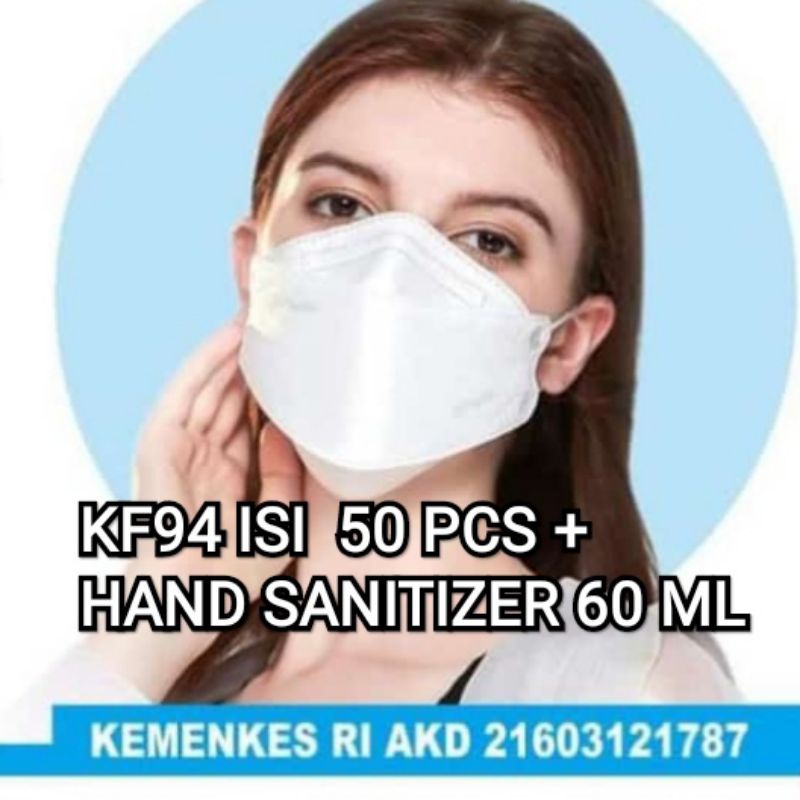 Masker Kf94 isi 50pcs 4ply High Quality Bahan Nyaman dan Lembut Semarang-KF PUTIH 50+HS 60ML