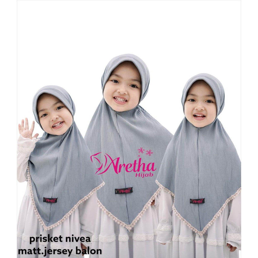 JILBAB ANAK PLISKET NIVIA -  BERGO PLISKET ANAK - HIJAB INSTAN
