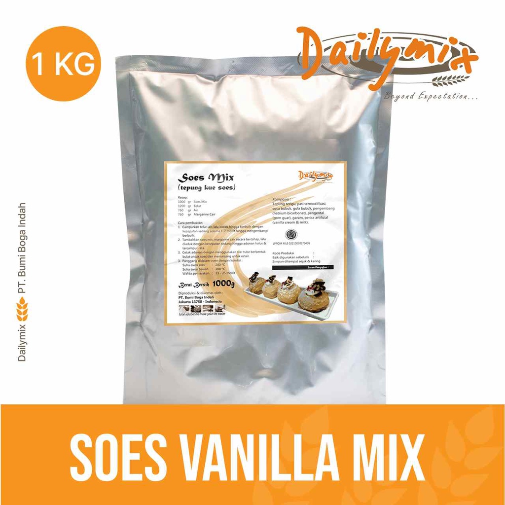 

( Dailymix ) Tepung Premix Soes Vanilla / Kue Soes Vanilla / Premix Kue Soes / Kue Soes Instant