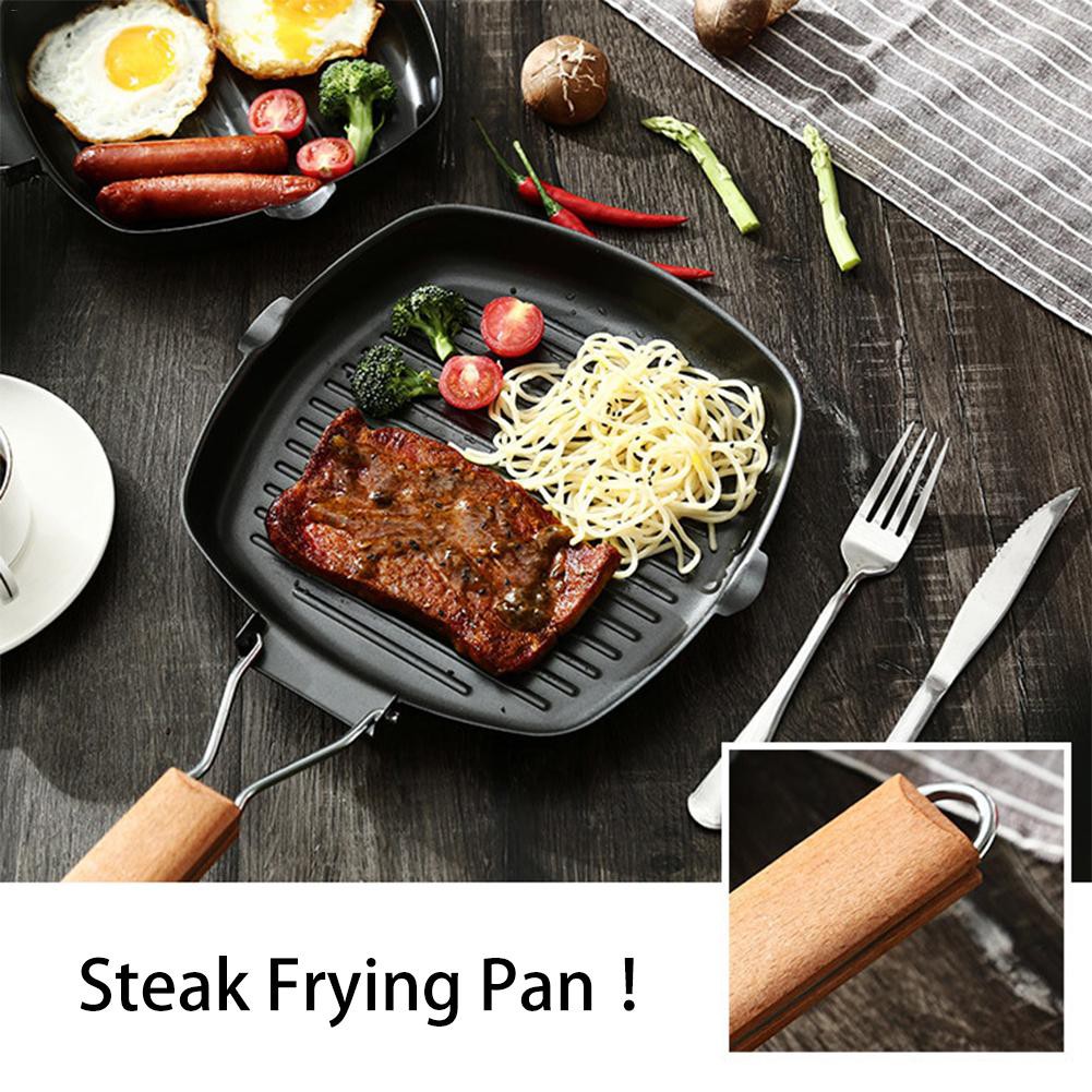 Panci Teflon BBQ Steak alat pemanggang grill pan Heavy Gauge Deluxe Handle