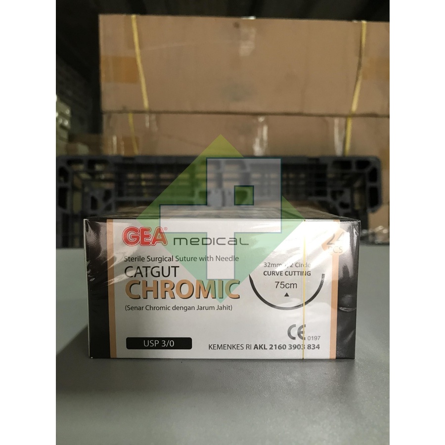 Catgut Chromic GEA / Benang Bedah Dengan Jarum Box