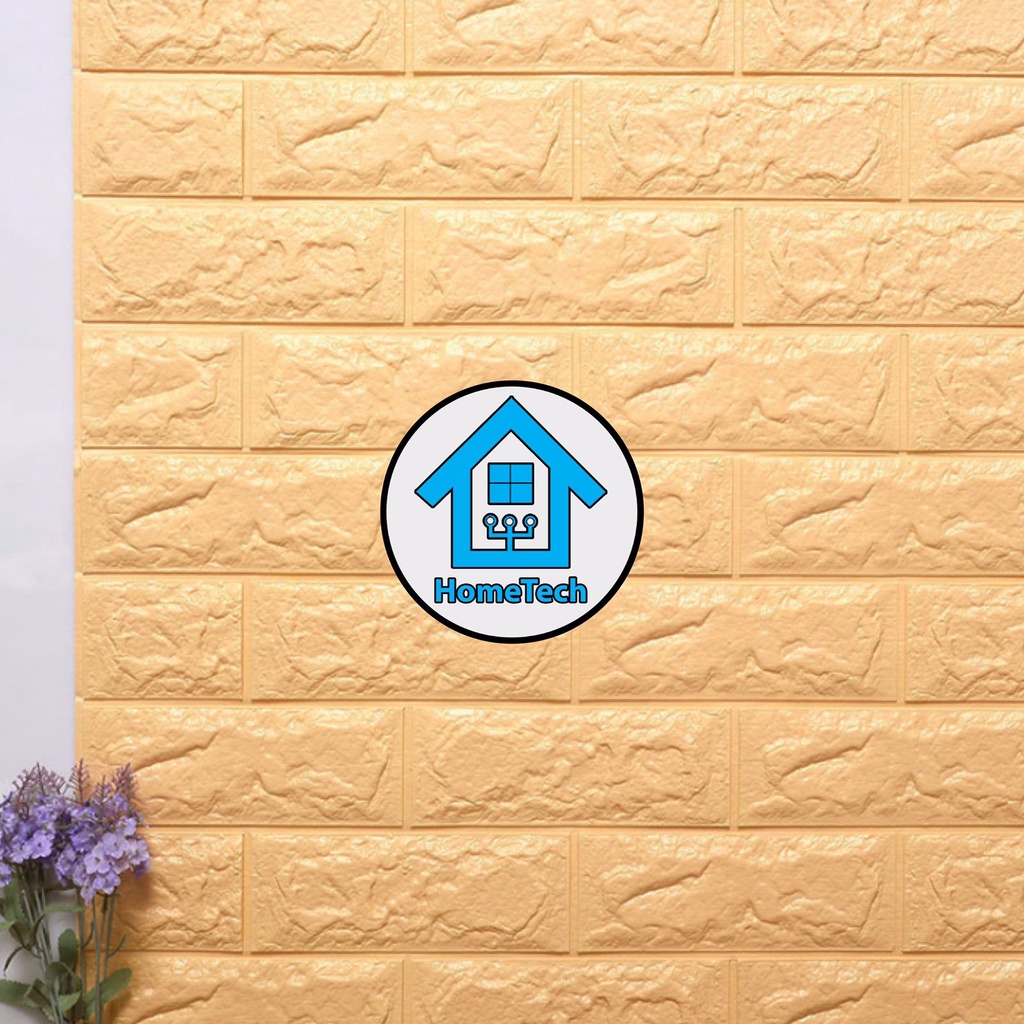 HT Wallpaper Sticker Foam Bata 3D Cream Premium Wall Paper Stiker Dinding