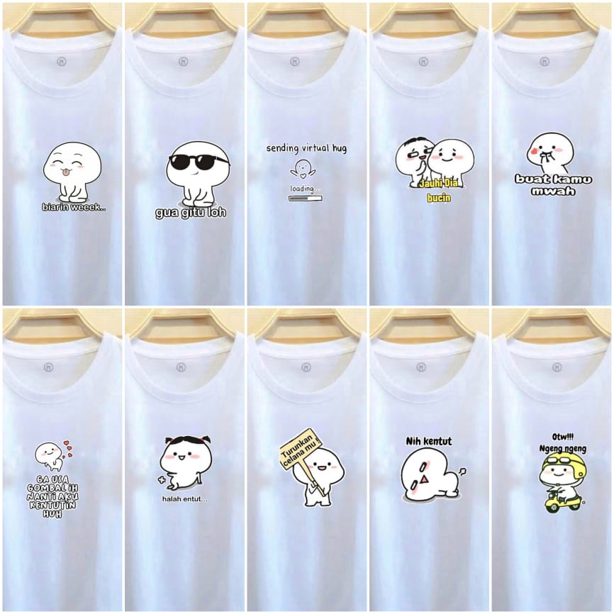 Noveli wear - Kaos emote pentol oversize baju kaos putih distro murah edition unisex trendy motif kaos couple