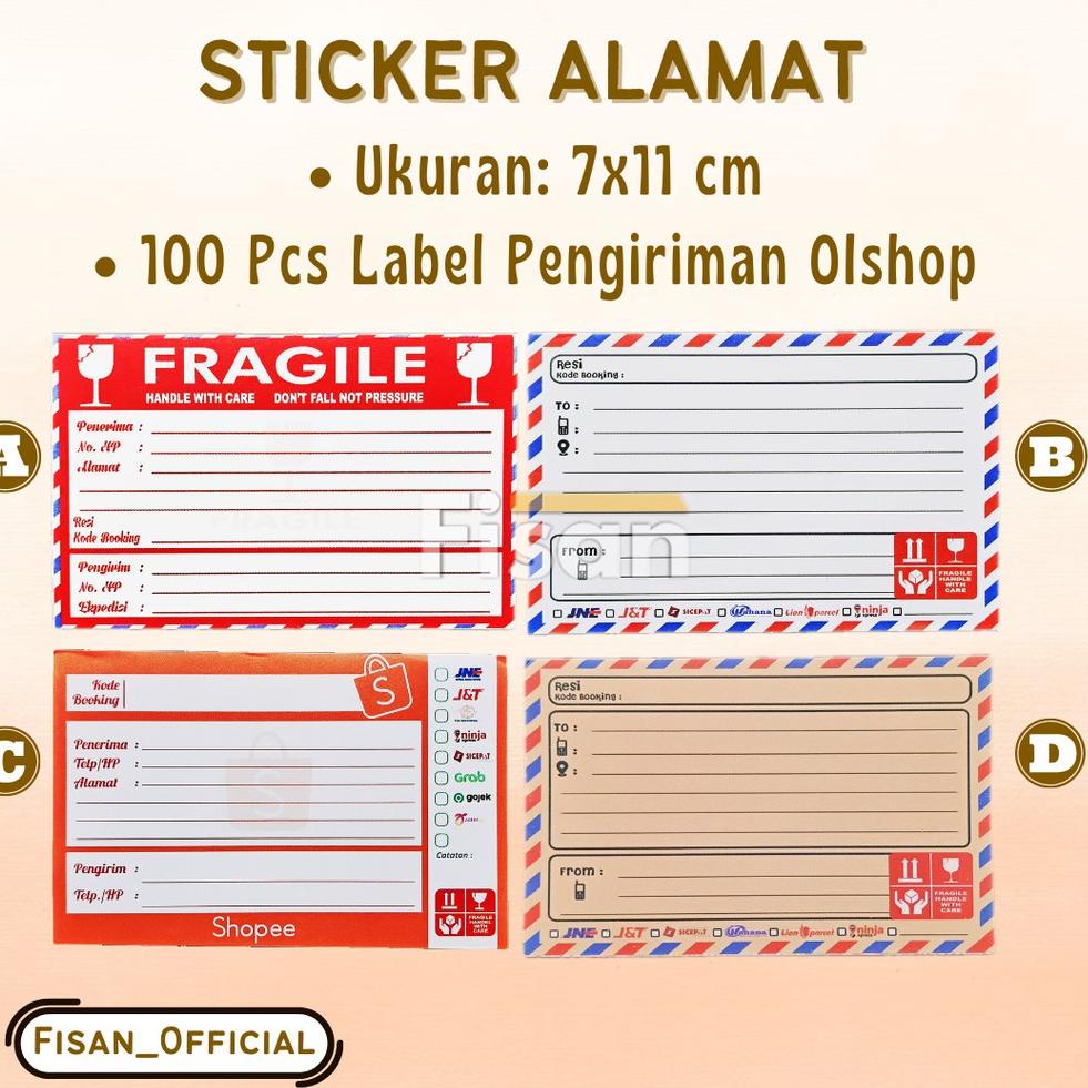 

エ 100 Pcs Stiker Label Pengiriman Alamat Olshop ㅋ