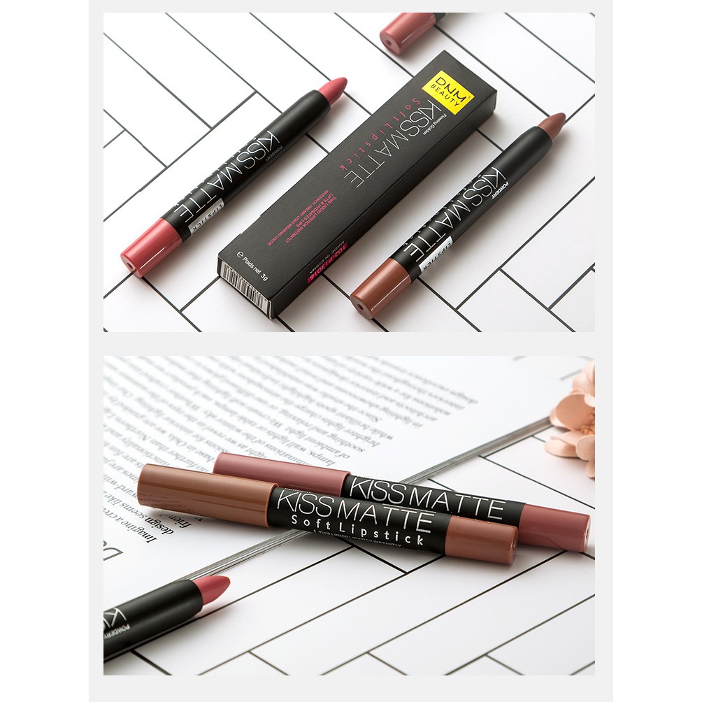 DNM Pensil Lipstik Matte Lipstick Pencil Beludru Tahan Lama Long Lasting Matte Rotate 19 Colours