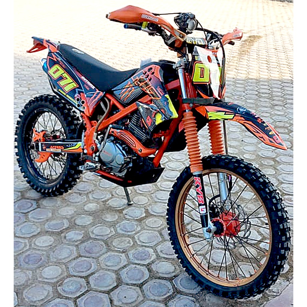 Decal KLX s 150 Dtracker old Orange Hitam Keren Sticker Fullbody