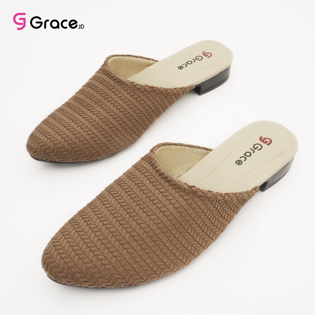 GRACE [AULIA] Sandal Selop Lancip wanita/Sandal Slop Cewek Bahan Rajut Dixie-MOCA