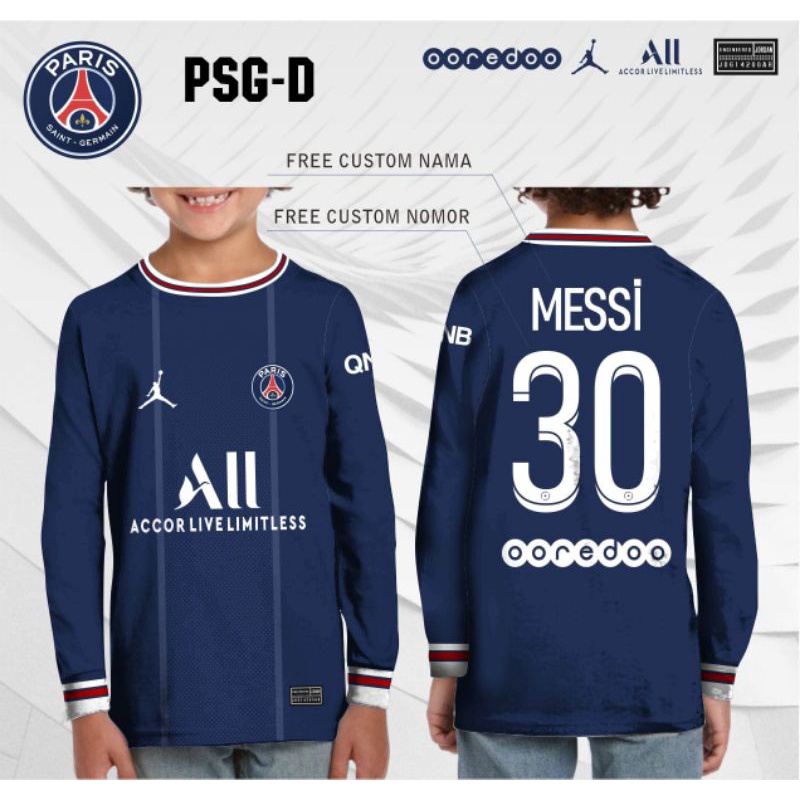 Baju Kaos Jersey bola MESSI PSG baju messi ANAK lengan panjang