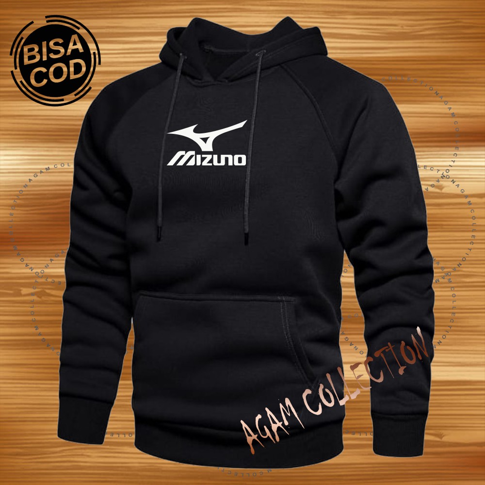 Agam collection Sweater Hoodie Distro Mizuno Premium Text Putih Pria Wanita