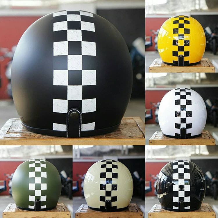 Helm Retro SADA Checkered ( Helm Classic / Helm Klasik / Helm Bogo / Helm Vespa )