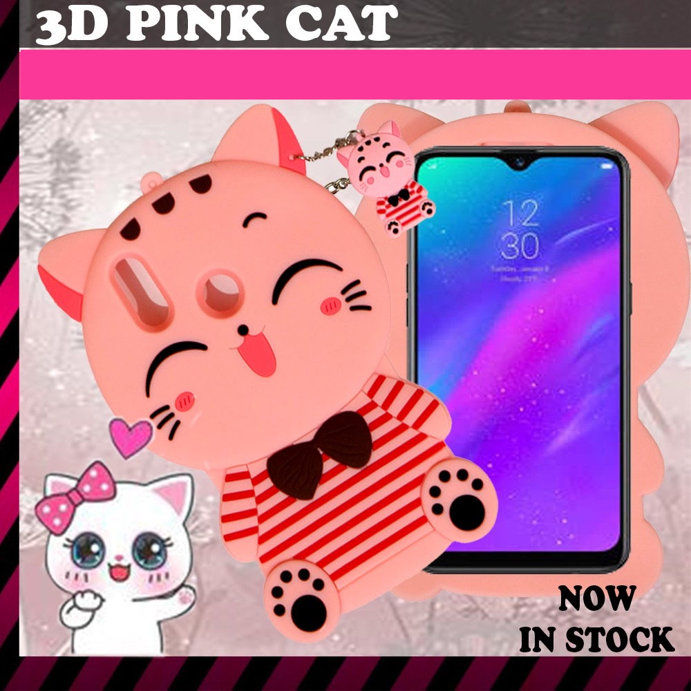 Case 3D Realme 3 Pro / Oppo A39 / Oppo A57 / Samsung A71 / Oppo A5 2020 / Vivo Y30 / Y30i / Y50 / Xiaomi Mi A2 Lite / Redmi 6 Pro / Redmi Note 7 / Redmi Note 8 / Note 8 Pro PCat Pink Stripes Silikon 3D Baju Garis Merah Cute Case Karakter Case 4D