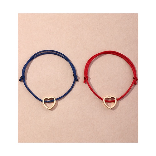 LRC Gelang Tangan Fashion Color Mixing Hand-woven Love Pendant P31900