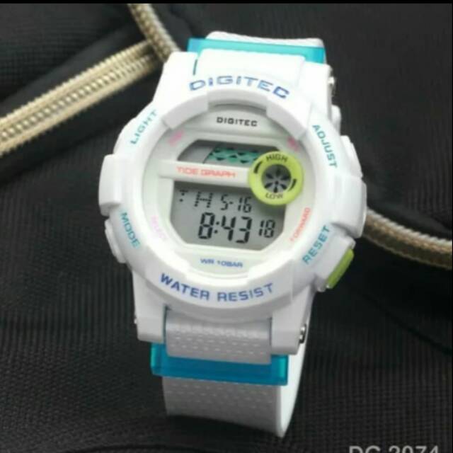 JAM TANGAN WANITA DIGITEC RUBBER PUTIH  WATER RESIST ORIGINAL