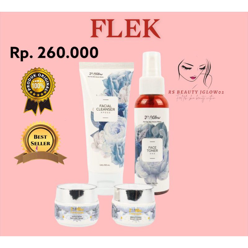 JGLOW PAKET FLEK/PERAWATAN WAJAH GLOWING/CREAM BPOM UNTUK FLEK HITAM