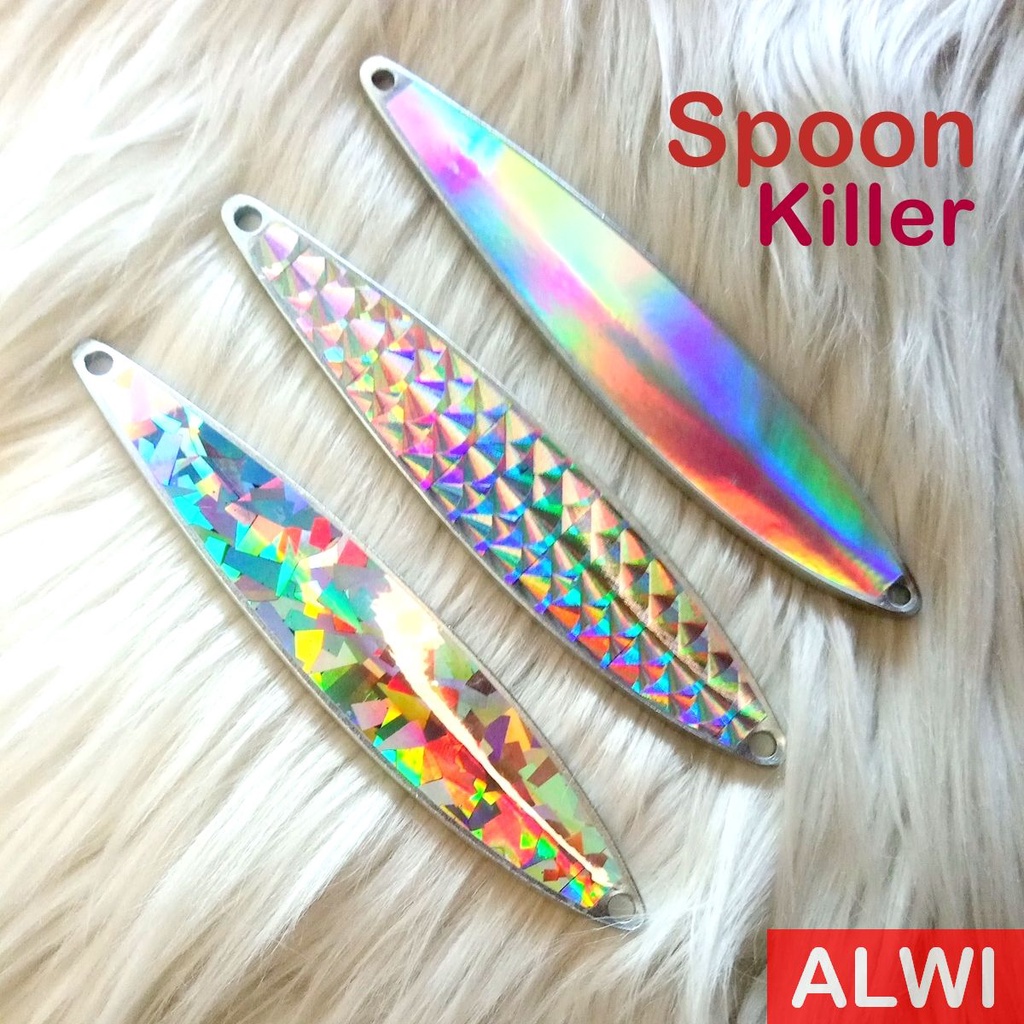 Umpan Pancing ALWI SPOON KILLER 40gr / 12cm Anti Karat / Galvanis ~ 3 Motif (Sisik ikan, Pecah Kaca 