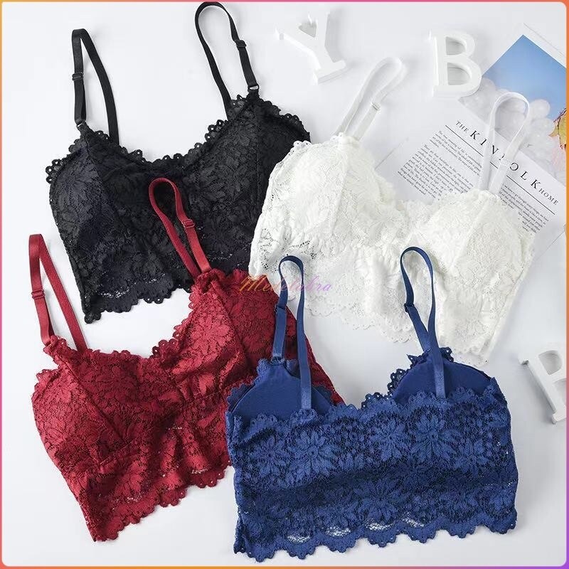 Ningrumshop Pakaian Dalam Wanita Import Bra Crop Top Lace Seamless Korea Bh Tanpa Kawat B006