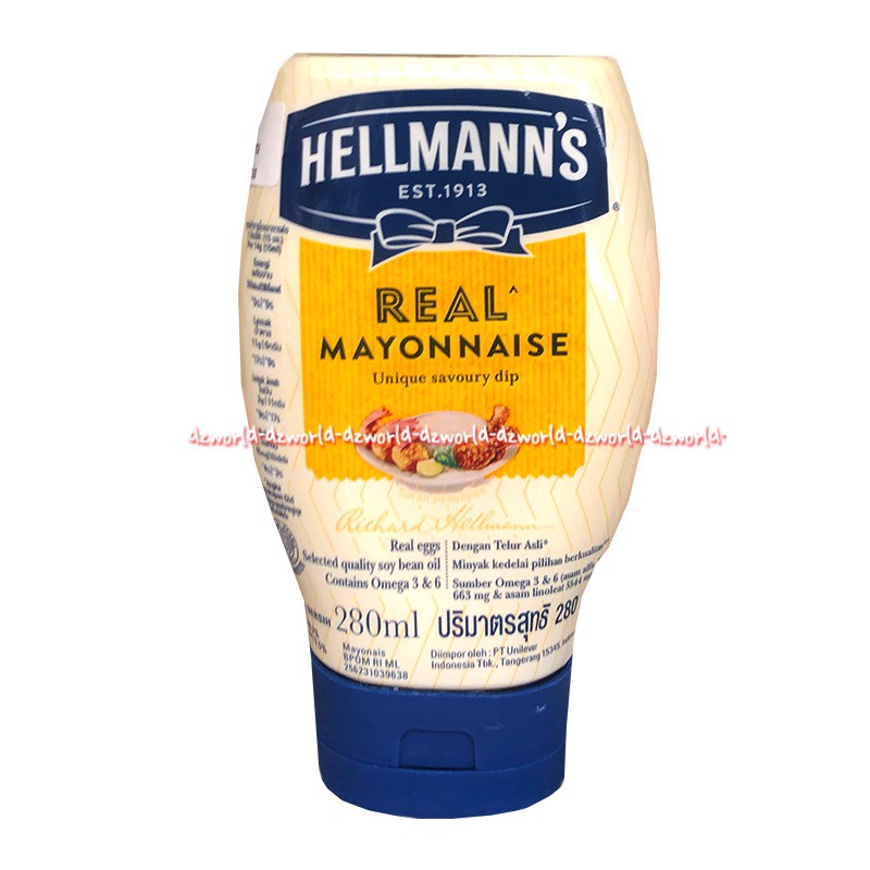 Hellmann's Real Mayonnaise 280ml Saos Saus Mayones Richard Hellman Helman Hellmanns