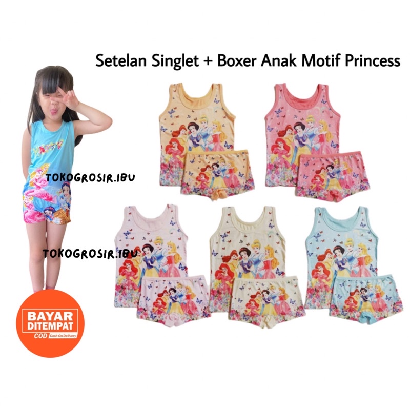 Setelan Singlet Dan Boxer Anak Perempuan Cewek Frozen Setelan Anak Perempuan Singlet Anak Baju Anak