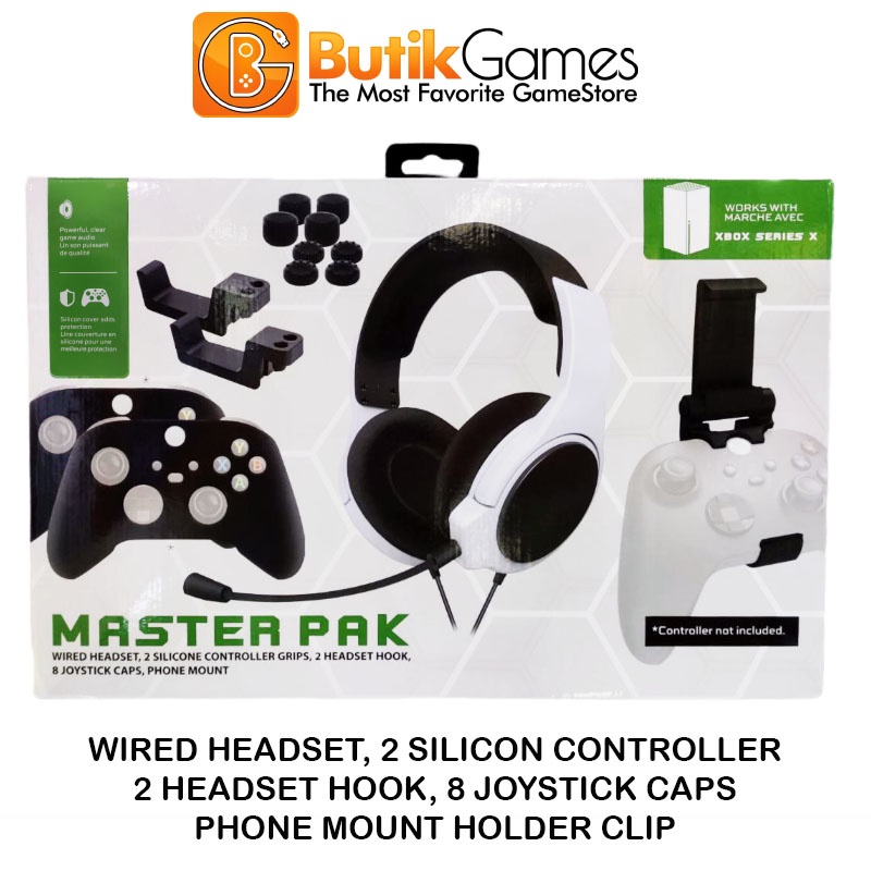 Master Pak Xbox Series X S Headset Phone Clip Holder Silicon Caps Grip Complete Set Aksesories