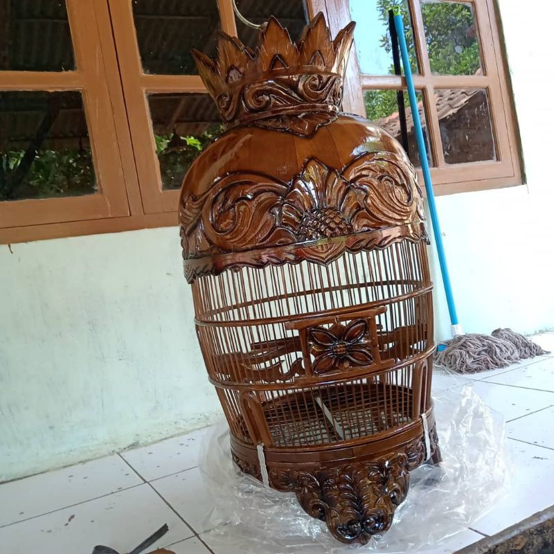 sangkar burung perkutut kayu jati ukir jepara