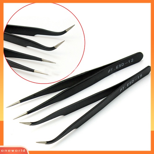 (ONWO) 2pcs Pinset Lurus / Lengkung Untuk Mengambil Extension Bulu Mata