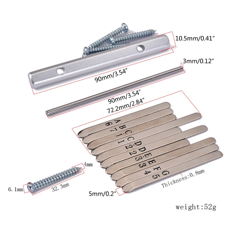 Set 10 Kunci Pengganti Bahan Baja Dengan Tuner Dan Sekrup Untuk Kalimba Piano Jempol