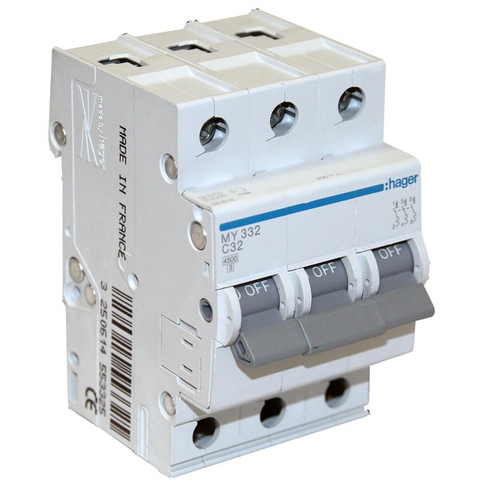 Hager MCB 3 Pole 4.5kA