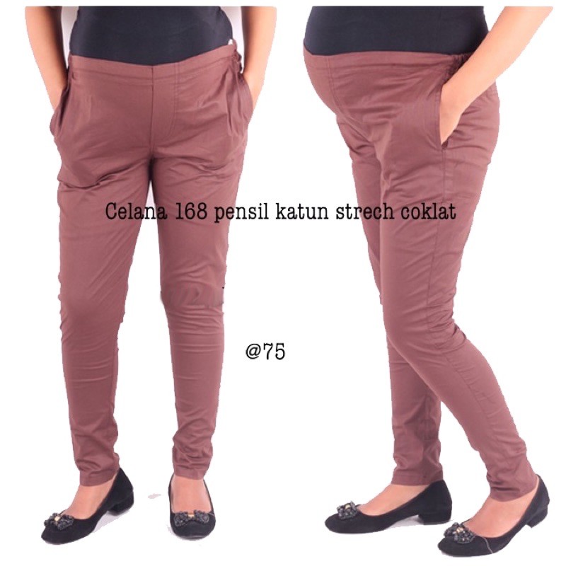 Celana hamil katun basic 120 coklat