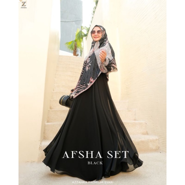 Baju Gamis Syari Wanita Perempuan Afsha Set by Azzahra Premium