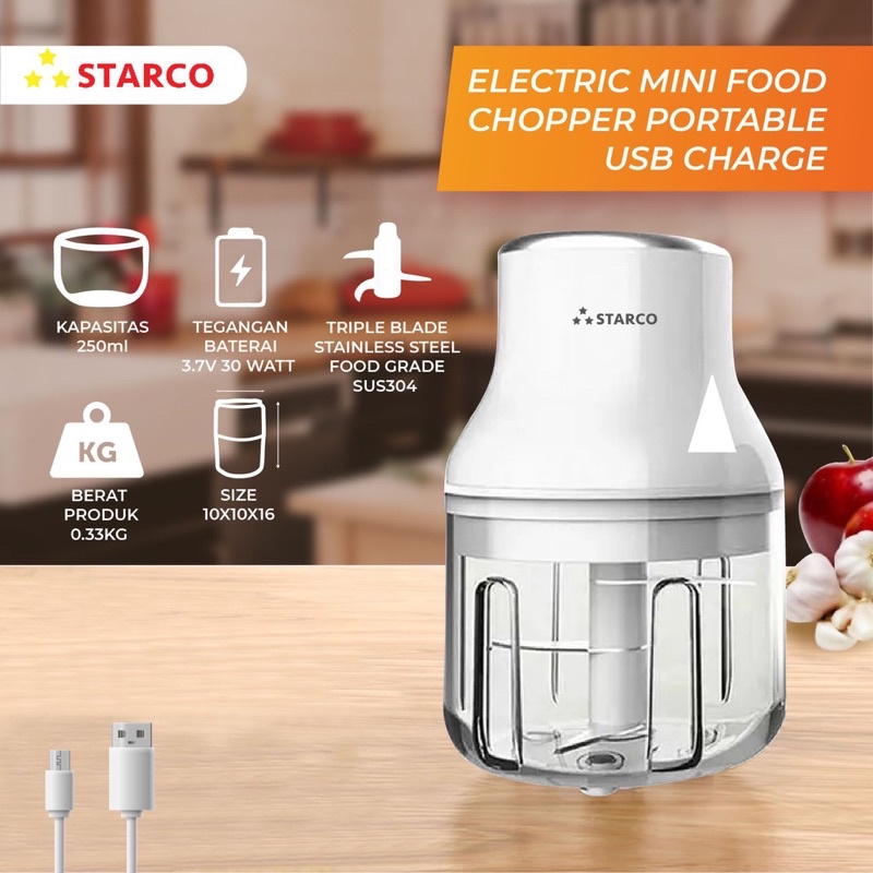 Starco Portable Food Chopper/Mini Chopper Blender Tangan PINK USB Wireless