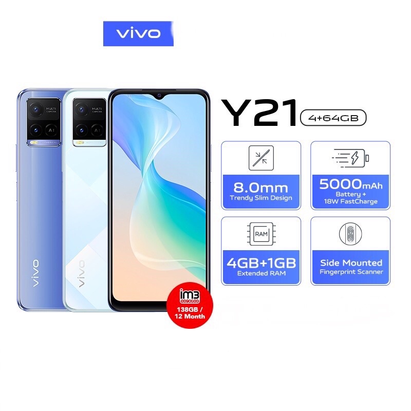 Vivo Y21 [4GB+64GB] MediaTek Helio P35 - 13MP Dual Camera - 6.51&quot; IPS LCD - 5000mAh Garansi Resmi Vivo 1 Tahun